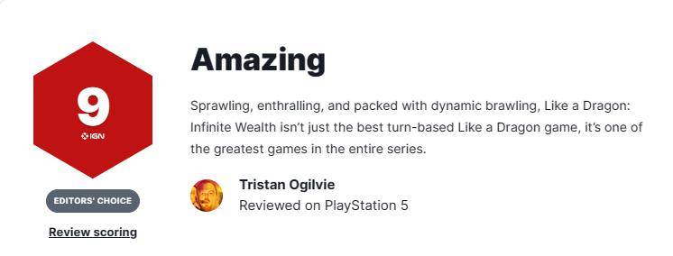 （如龙8评测）IGN为《如龙8》给出9分评价：《如龙》系列最伟大的游戏之一插图